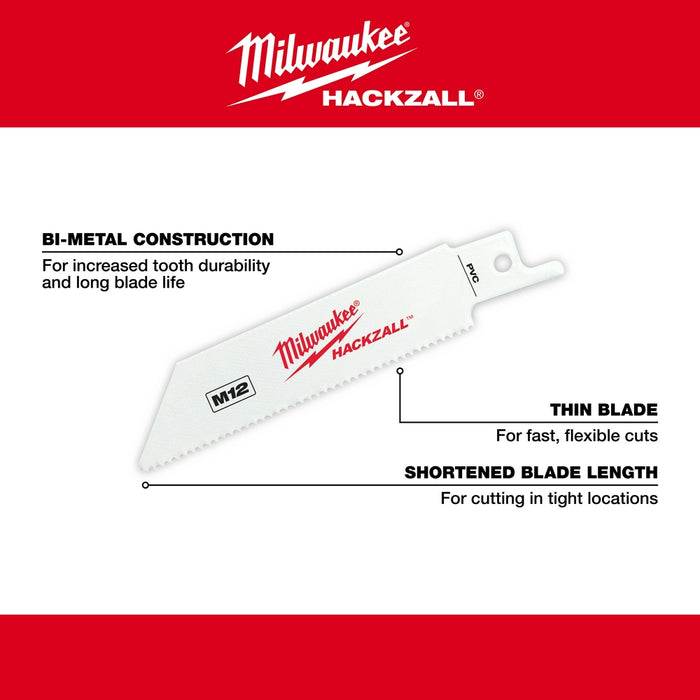 Milwaukee M12™ Hackzall™ Blade 4" (5 Pack) - PVC/Plastic