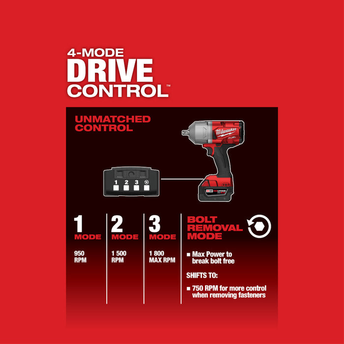 Milwaukee M18 FUEL Cordless 1/2" High Torque Impact Wrench with Pin Detent  - Tool Only