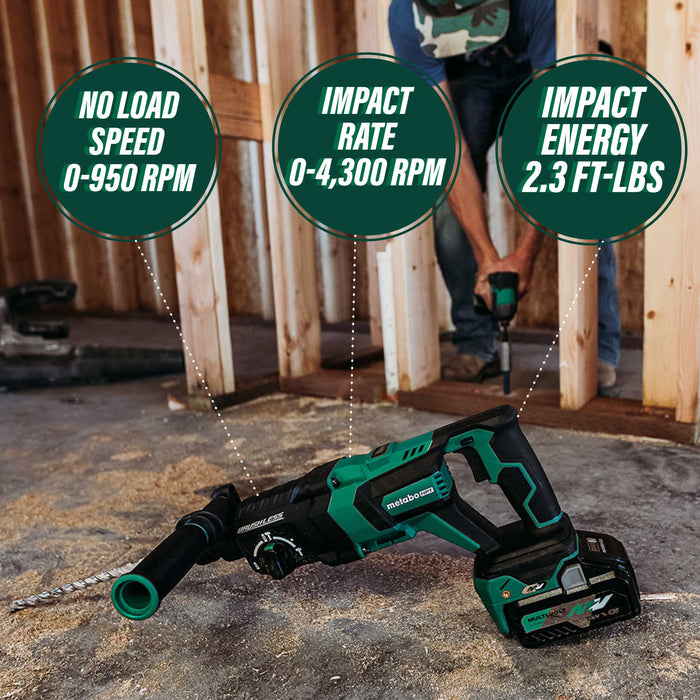Metabo 36V MultiVolt Brushless SDS Plus 1-1/8" D-Handle Rotary Hammer - Tool Only