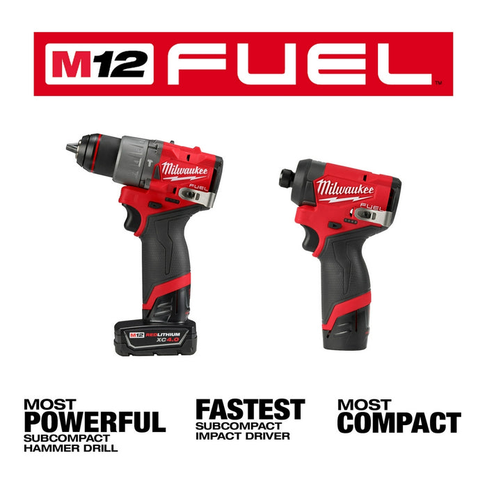 Milwaukee M12 FUEL Cordless Hammer Drill and Impact Driver Combo Kit