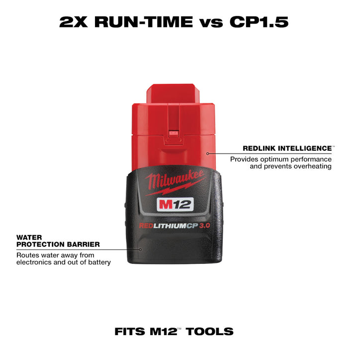 Milwaukee M12 REDLITHIUM 3.0Ah Compact Battery