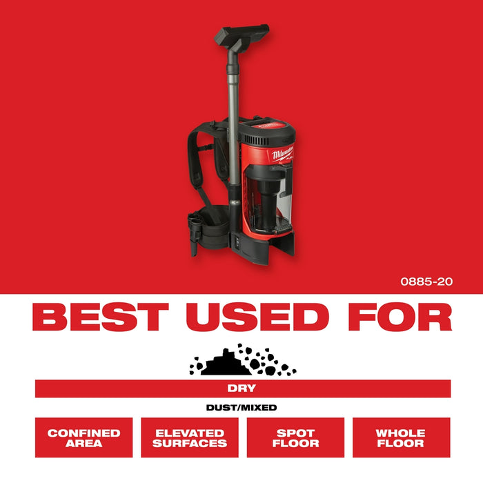 Milwaukee M18 FUEL Cordless 3-in-1 Backpack Vacuum - Tool Only