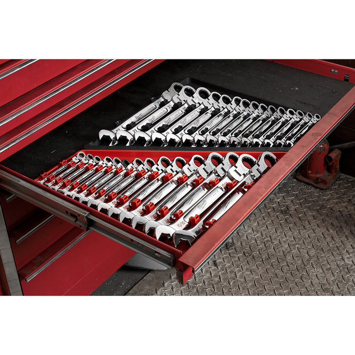 Milwaukee 15 pc. Metric Flex Head Ratcheting Combination Wrench Set
