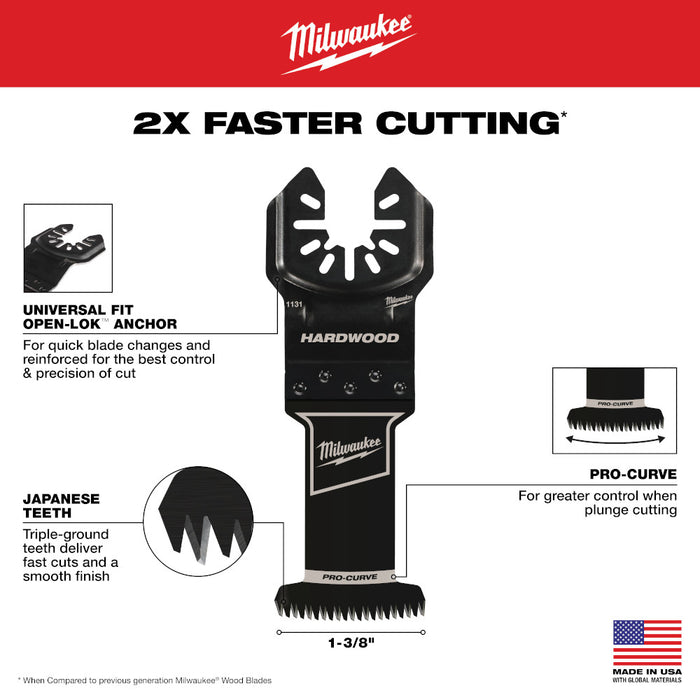 Milwaukee OPEN-LOK HCS PRO-CURVE Hardwood Multi-Tool Blade (10 Pack) - 1-3/8"