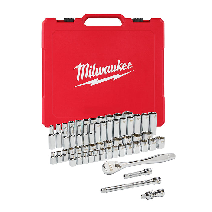 Milwaukee 3/8" Drive 56PC Ratchet & Socket Set - SAE & Metric