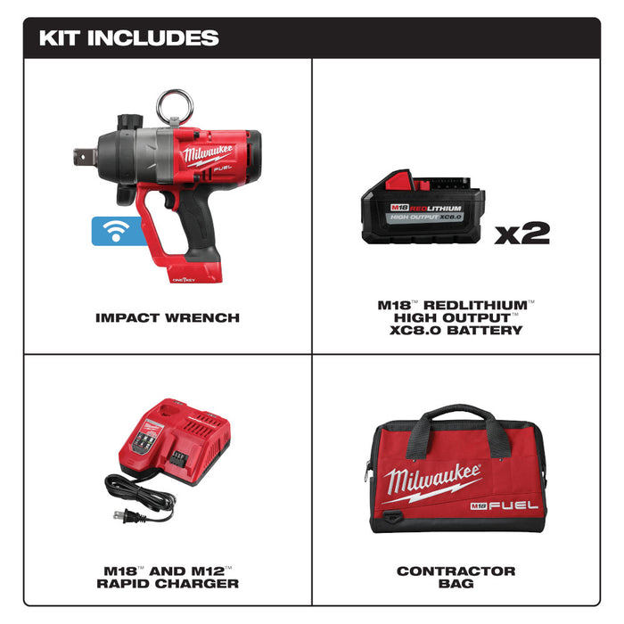 Milwaukee M18 FUEL Cordless 1" High Torque Impact Wrench with ONE-KEY Kit