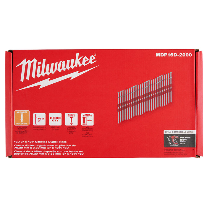 Milwaukee 16D Collated Duplex Nails - 3" x .131"