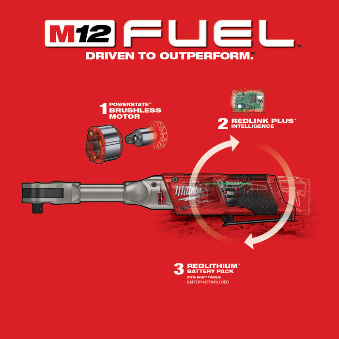 Milwaukee M12 FUEL Cordless 3/8" Extended Reach Ratchet - Tool Only