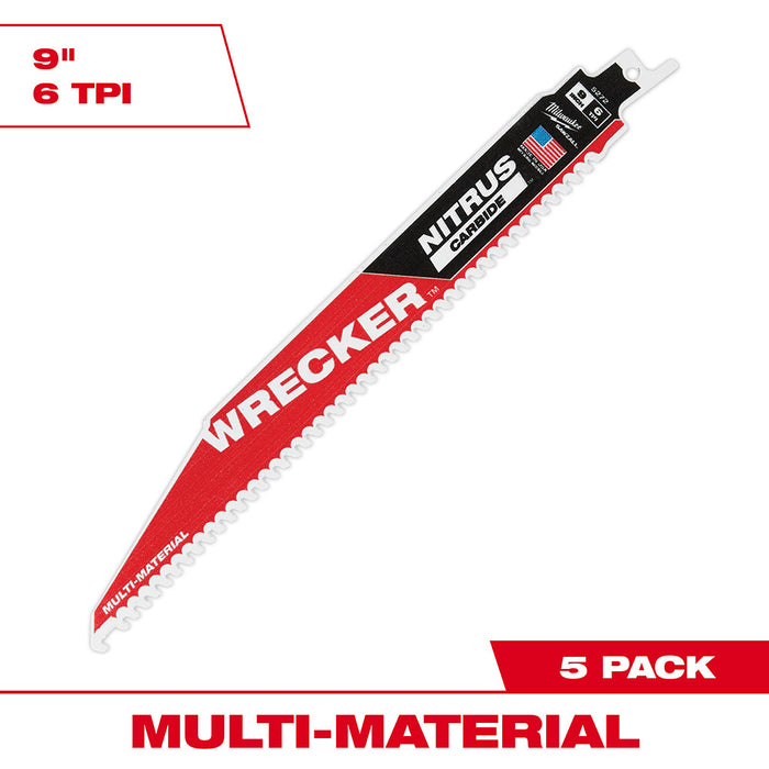 Milwaukee SAWZALL® The WRECKER with NITRUS CARBIDE Blade (5PK) - 9"