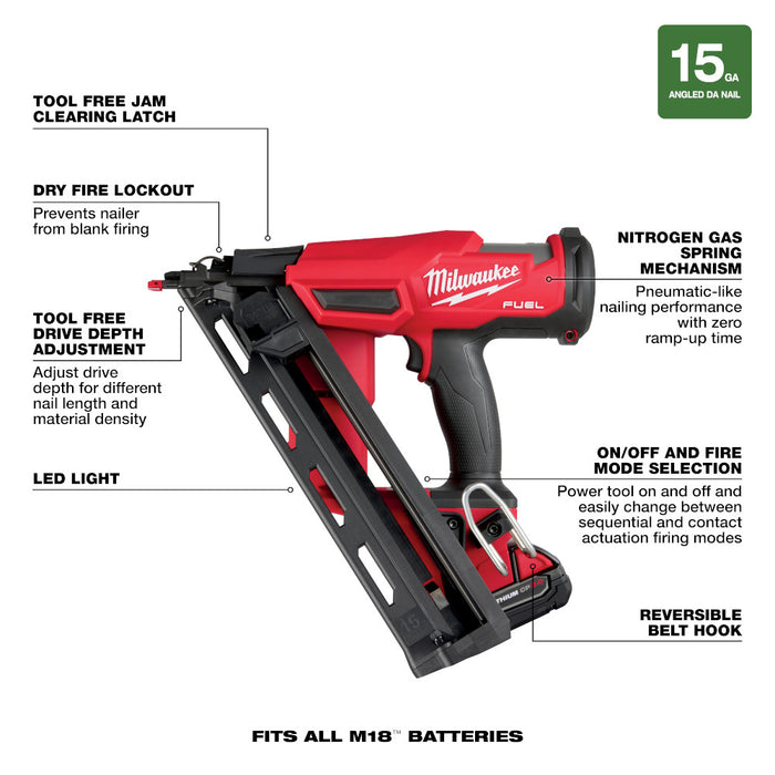 Milwaukee M18 FUEL™ 15 Gauge Finish Nailer Kit