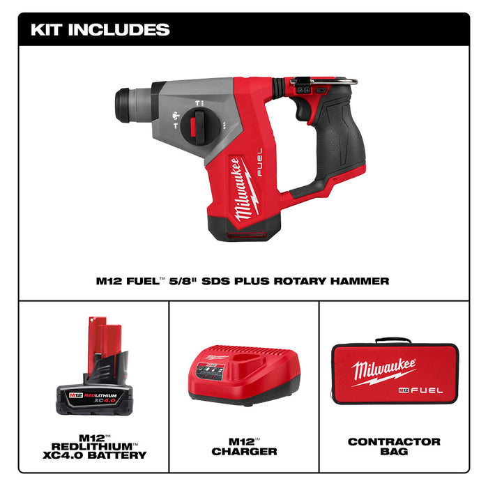 Milwaukee M12 FUEL 5/8" SDS Plus Rotary Hammer Kit