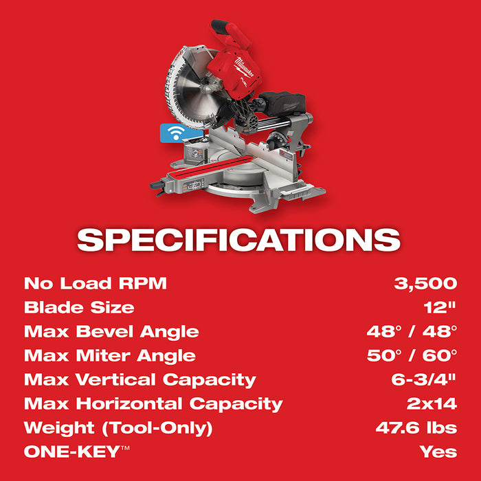 Milwaukee M18 FUEL Cordless 12" Dual Bevel Sliding Compound Miter Saw  - Tool Only