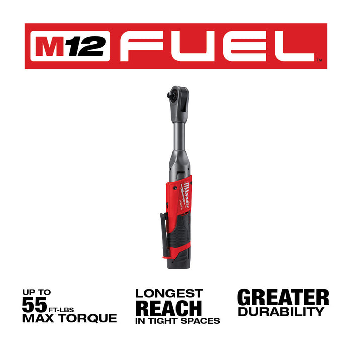 Milwaukee M12 FUEL Cordless 3/8" Extended Reach Ratchet One Battery Kit