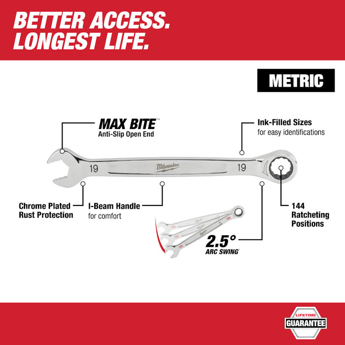 Milwaukee Metric Ratcheting Combination Wrench