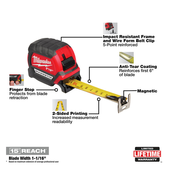 Milwaukee Imperial/Metric Compact Magnetic Tape Measure