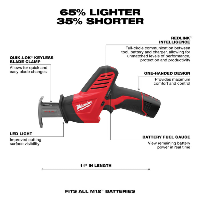 Milwaukee M12 Cordless HACKZALL Reciprocating Saw One Battery Kit