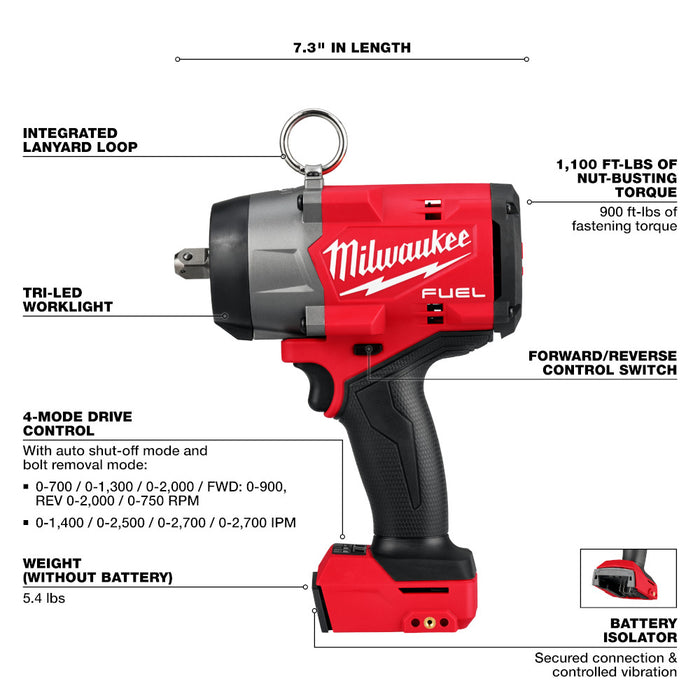Milwaukee M18 FUEL 1/2" High Torque Impact Wrench w/ Pin Detent