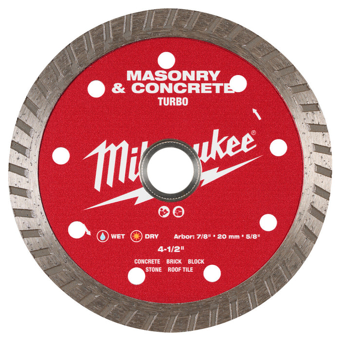 Milwaukee Turbo Masonry & Concrete Diamond Blade - 4-1/2"