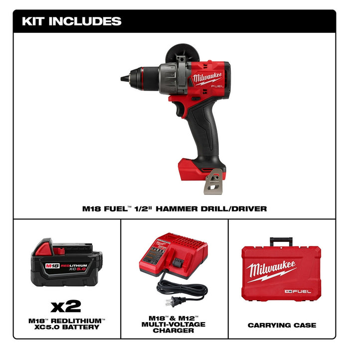 Milwaukee M18 FUEL Cordless 1/2" Hammer Drill/Driver Kit