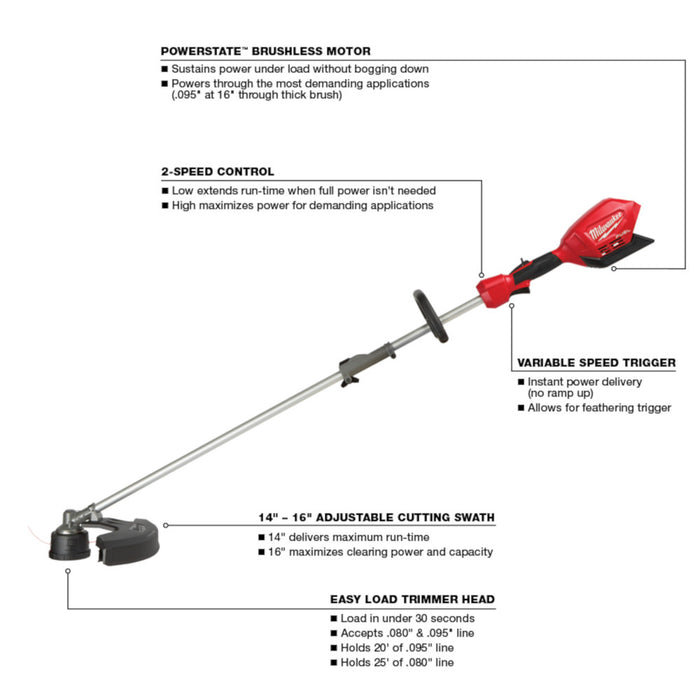 Milwaukee M18 FUEL Cordless String Trimmer with QUIK-LOK Attachment Capability