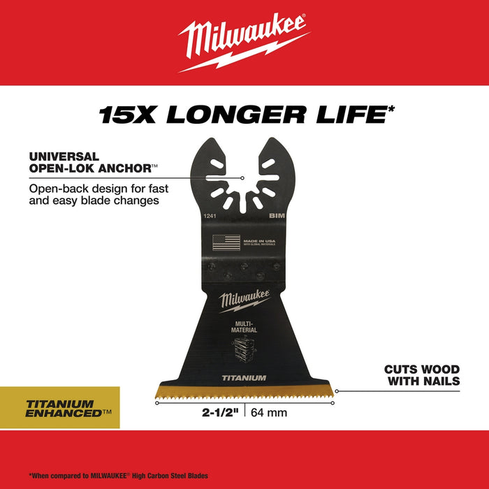 Milwaukee OPEN-LOK Titanium Enhanced Bi-Metal Multi-Material Multi-Tool Blades