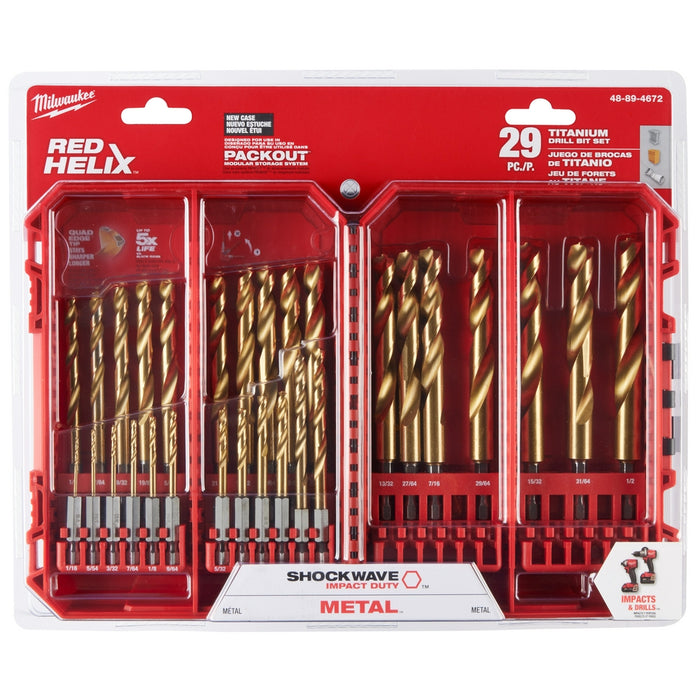 Milwaukee 29 pc. SHOCKWAVE Impact Duty™ RED HELIX™ Titanium Drill Bit Set