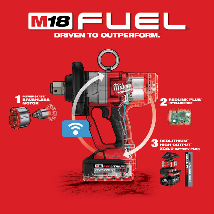 Milwaukee M18 FUEL Cordless 1" High Torque Impact Wrench with ONE-KEY Kit