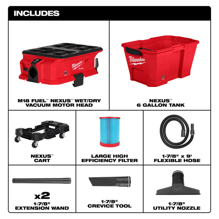 Milwaukee M18 FUEL NEXUS 6 Gal Wet/Dry Vacuum w/ PACKOUT