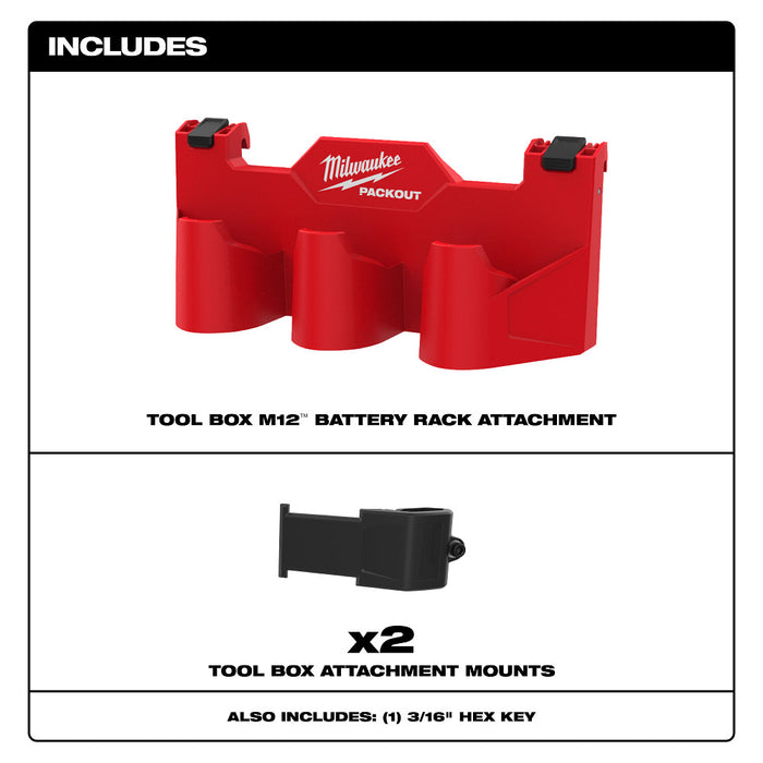 Milwaukee PACKOUT™ Tool Box M12™ Battery Rack Attachment