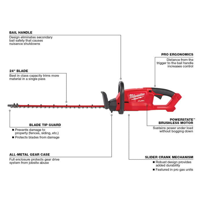 Milwaukee M18 FUEL Cordless Hedge Trimmer - Tool Only