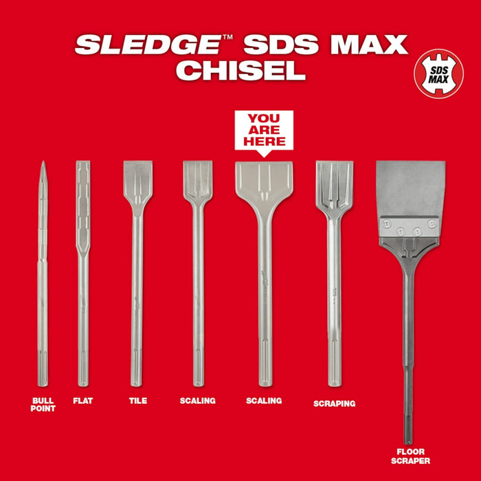 Milwaukee SDS-Max Demolition Scaling Chisel - 3" x 12"