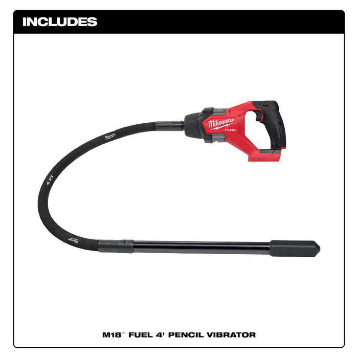 Milwaukee M18 FUEL™ 4ft Concrete Pencil Vibrator - Tool Only