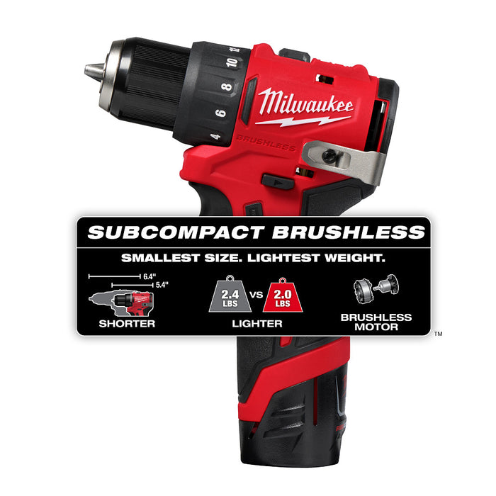 Milwaukee M12 Subcompact Brushless 3/8" Drill/Driver Kit