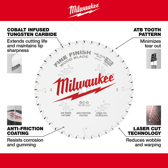 Milwaukee 10-1/4" x 40T Fine Finish Circular Saw Blade