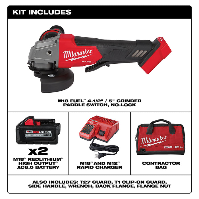 Milwaukee M18 FUEL Cordless 4-1/2" / 5" Grinder Paddle Switch, No-Lock Kit