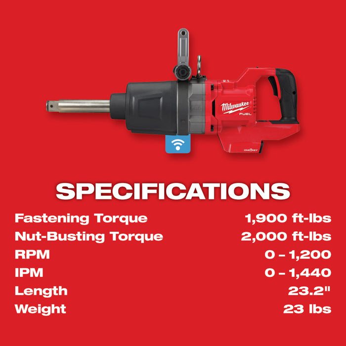 Milwaukee M18 FUEL™ 1" D-Handle Ext Anvil High Torque Impact Wrench w/ ONE-KEY™