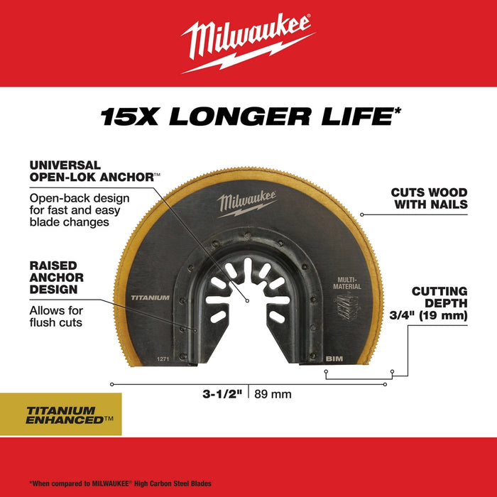 Milwaukee OPEN-LOK Titanium Enhanced Bi-Metal Segmented Multi-Tool Blades