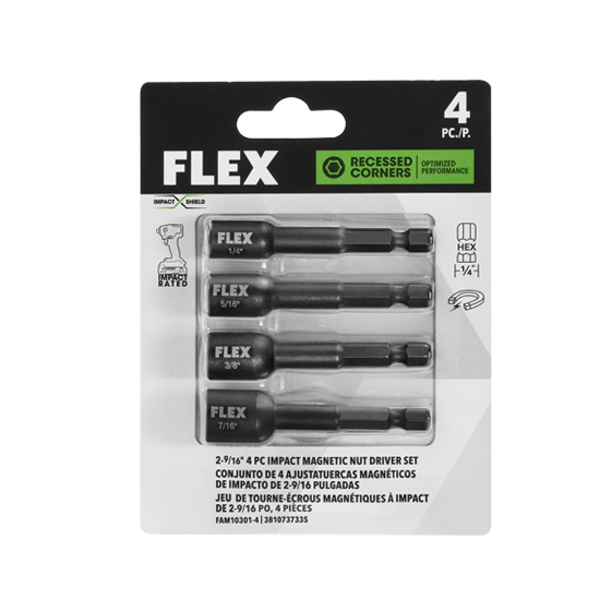 FLEX 4-Piece 2-9/16" Magnetic Impact Nut Driver Set