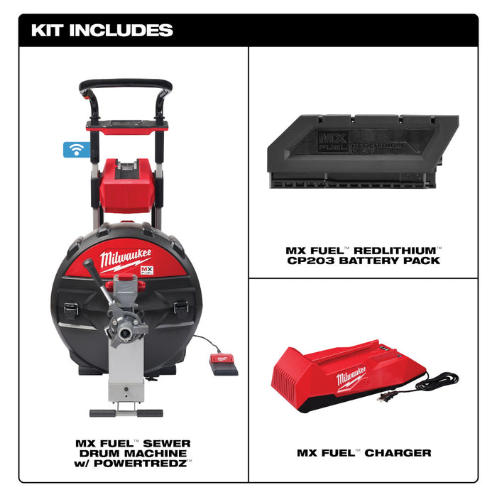 Milwaukee MX FUEL™ Sewer Drum Machine W/ POWERTREDZ™