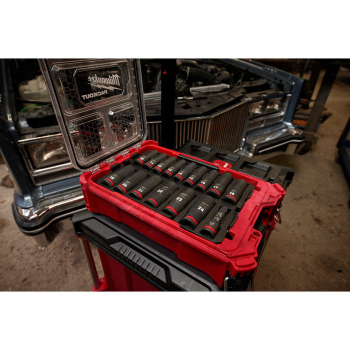 Milwaukee 16 pc. SHOCKWAVE Impact Duty 3/8" Drive METRIC Socket PACKOUT Set