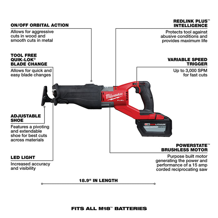 Milwaukee M18 FUEL Cordless SUPER SAWZALL Reciprocating Saw Kit