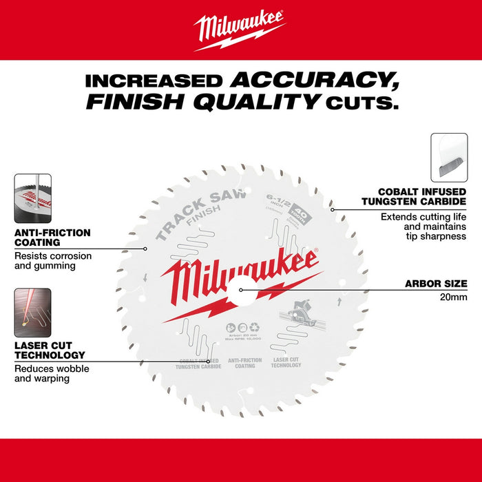 Milwaukee 6-1/2" 40T Finish Track Saw Blade