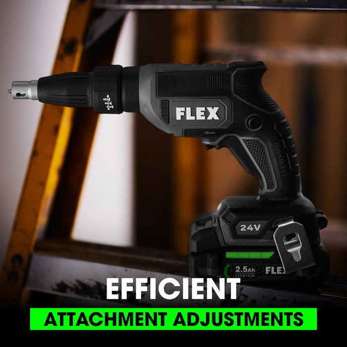 FLEX 24V Brushless Drywall Screw Gun w/ Magazine Attachment - Tool Only