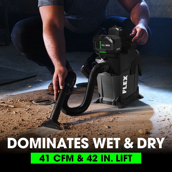 FLEX 24V Cordless 1.6 Gallon Wet/Dry Vacuum - Tool Only