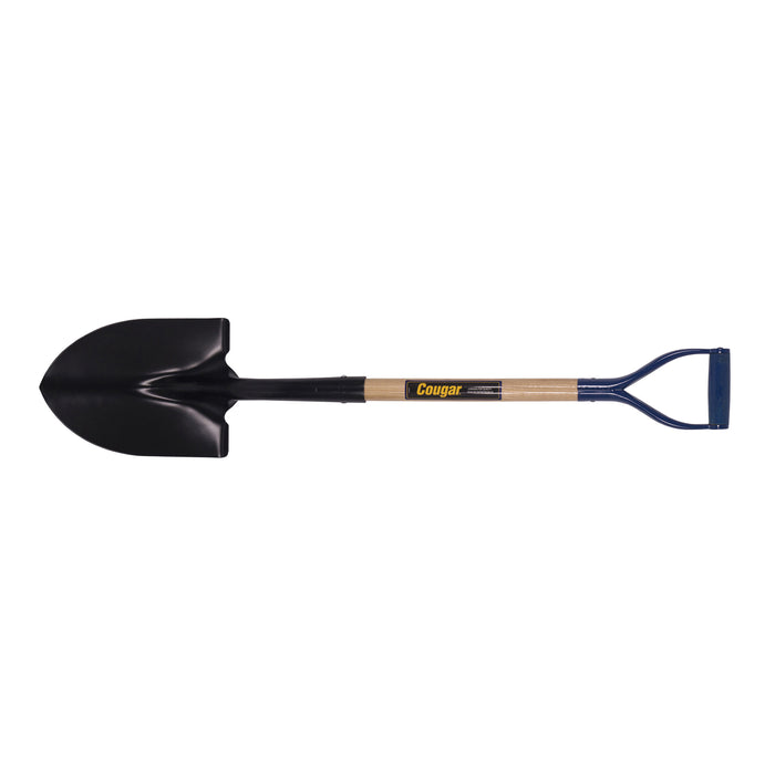 Cougar Wood D-Grip Handle Round Point Shovel