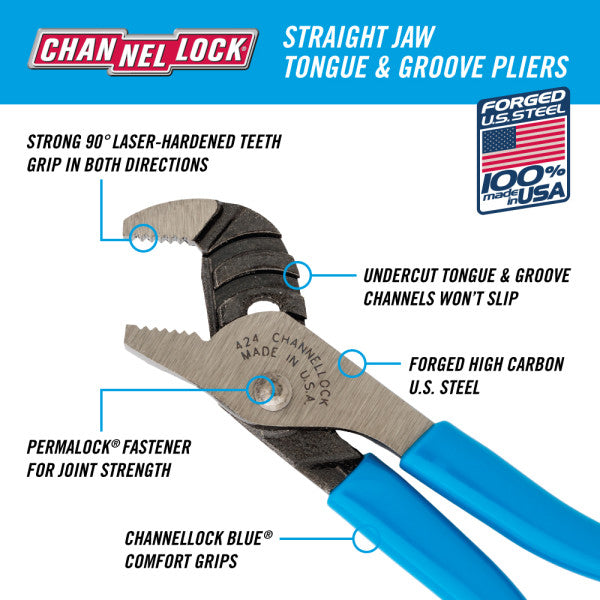 Channellock Straight Jaw Tongue & Groove Pliers