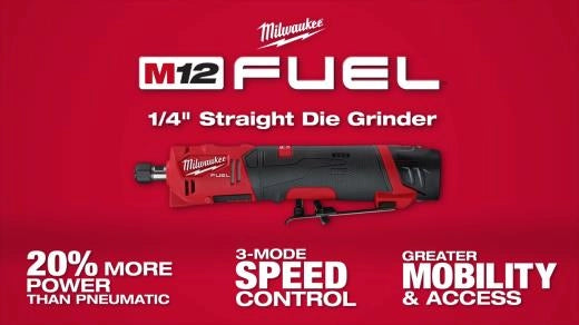Milwaukee M12 FUEL 12V Lithium-Ion Brushless Cordless 1/4" Straight Die Grinder - Tool Only