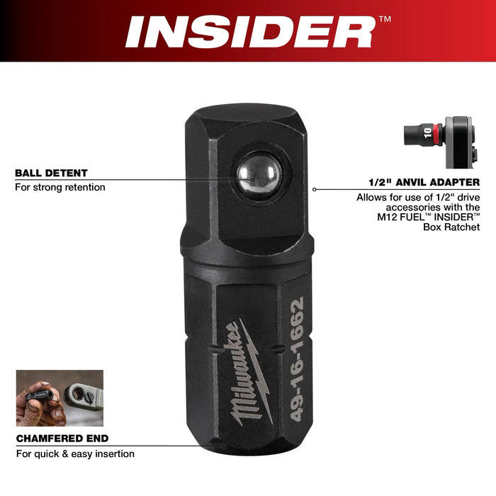 Milwaukee INSIDER™ Box Ratchet 1/2" Anvil Adapter