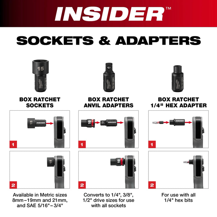 Milwaukee INSIDER™ Box Ratchet 1/2" Anvil Adapter