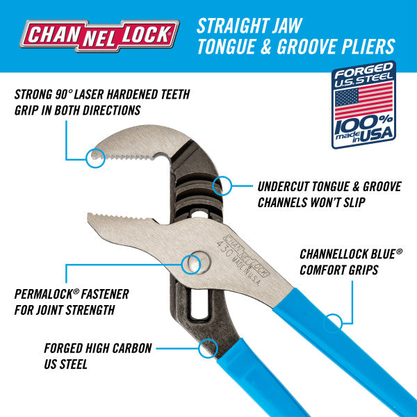 Channellock Straight Jaw Tongue & Groove Pliers